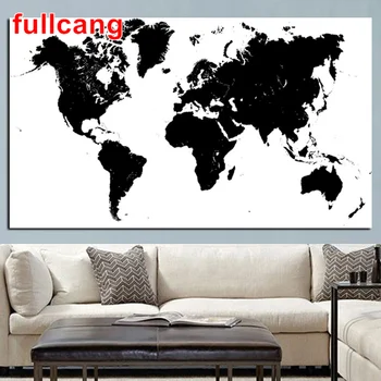 

Abstract Black and White World Map large 5d diy diamond painting mazayka embroidery full square round drill home decor JX939