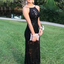 Новое Элегантное платье для выпускного вечера Memriad черное кружевное платье без рукавов с открытой спиной и аппликацией