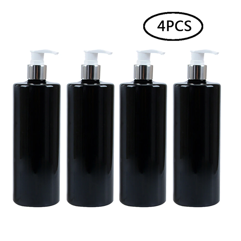 4 шт. модный стиль дозатор для мыла бутылка насос пластиковый контейнер для хранения жидкого шампуня 500 мл - Цвет: black