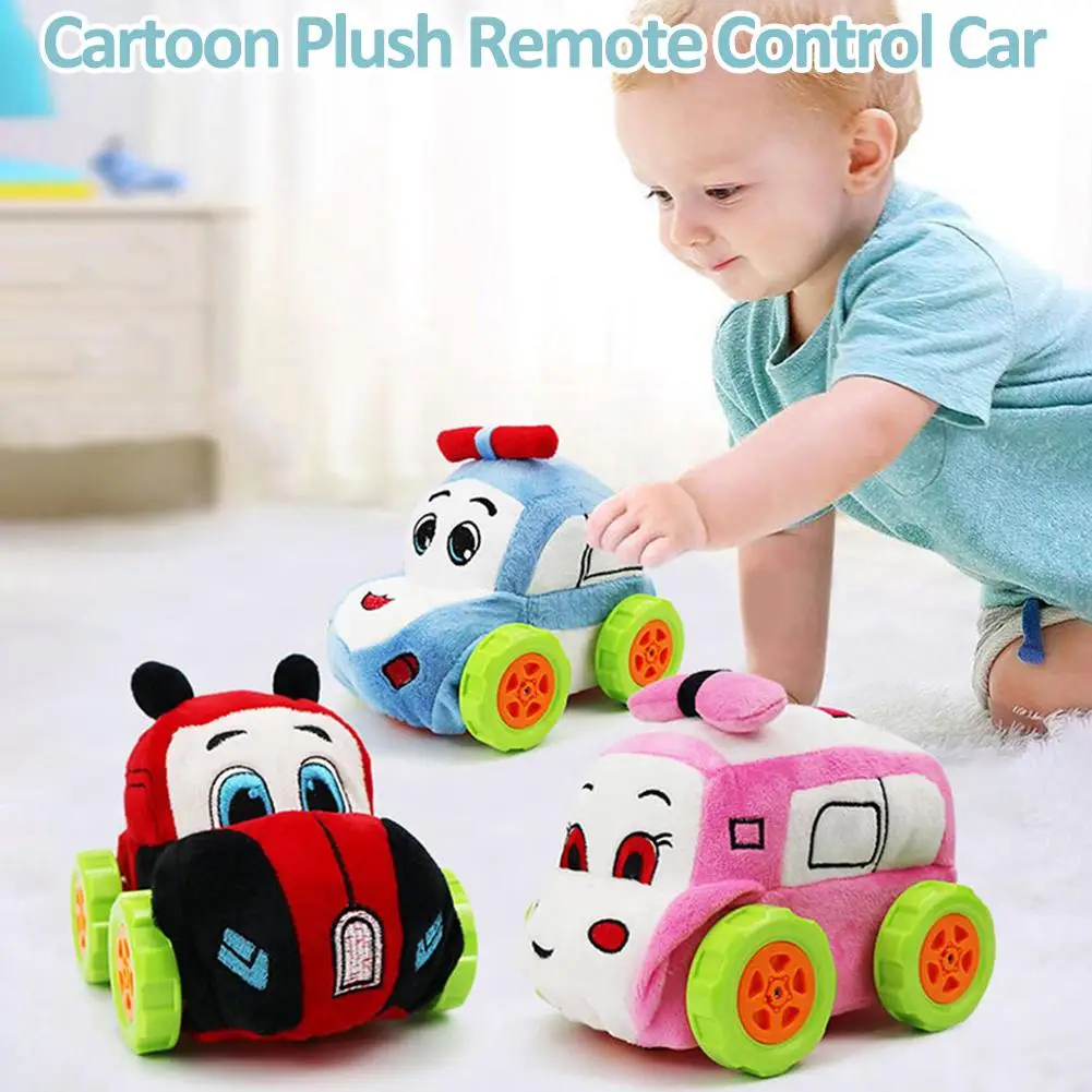 Cartoon Plush Remote Control Car Toy Washable Mini RC Vehicle Toys Plush Toys Car For Children 1