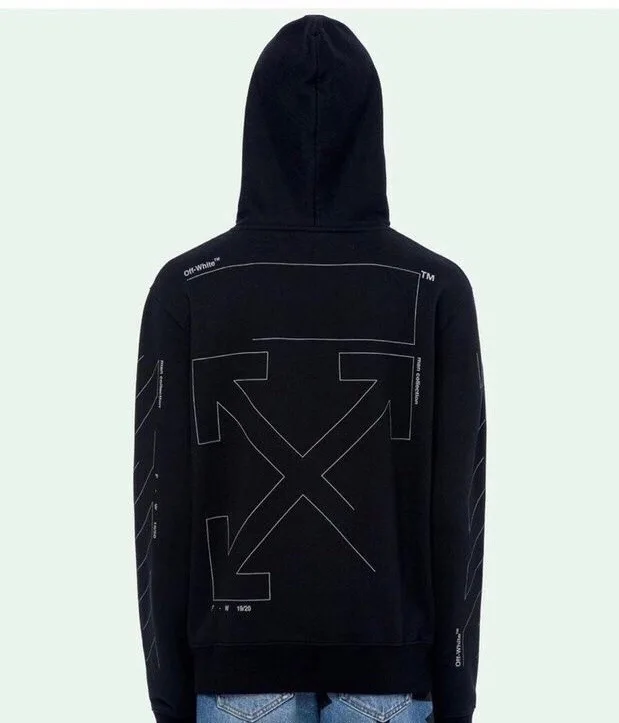 19SS OFF-WHITE OW эскиз сломанная стрела толстовка с капюшоном OS свободная Тяжелая Толстовка пара