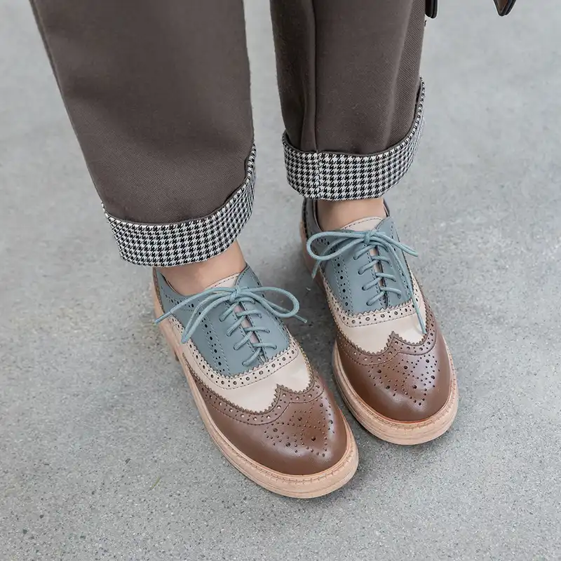 Zapatos Mujer Zapatos Planos De Oxford De Cuero De Vaca Con