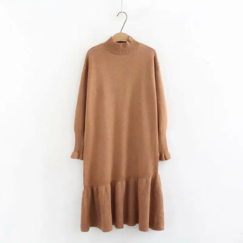

Ruche Trui Jurk Herfst Winter Newcomers Long Mouwen Bodycon Dresses Ladies Mid -calf Used Trui Jurk Women