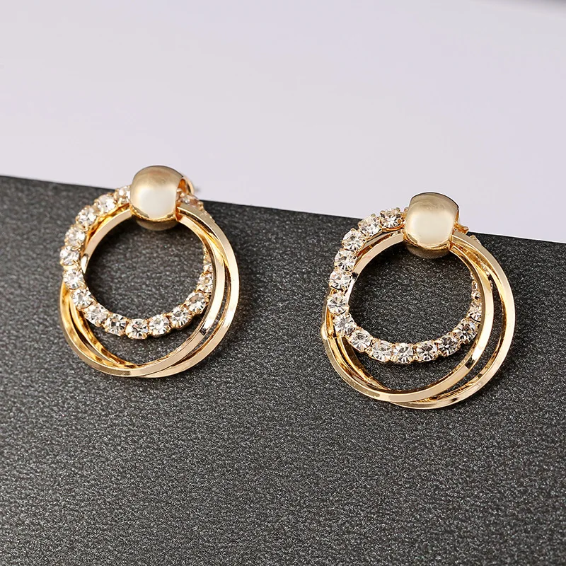

Fashion Exquisite Double Circles Zircon Dangle Earrings Elegant Charm Crystal Earrings for Women Jewelry