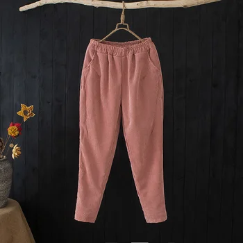 

Autumn Winter Corduroy Pants Women Plus Size 3XL Elastic Waist Harem Pants Casual Corduroy Trousers Women Pantalon Mujer