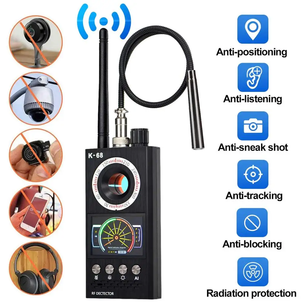 K68 Anti Spy Wireless RF Signal Detector Bug GSM GPS Tracker Hidden Camera  Eavesdropping Device Military Professional Version AliExpress