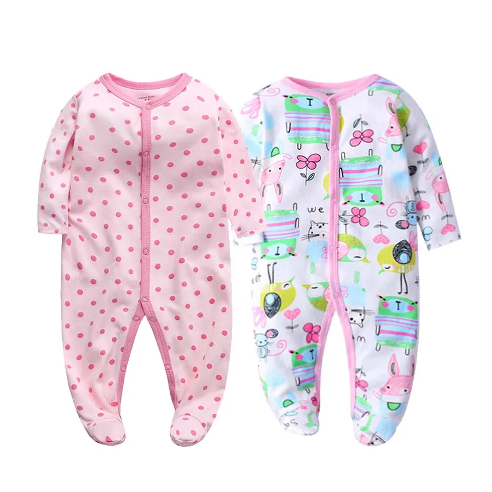 Хаки 2Pcs/set Newborn Baby Footies Cotton Baby Boy Footies For Kids Clothes Long Sleeve Baby Pajamas Baby Girl 0-12M - Цвет: Хаки