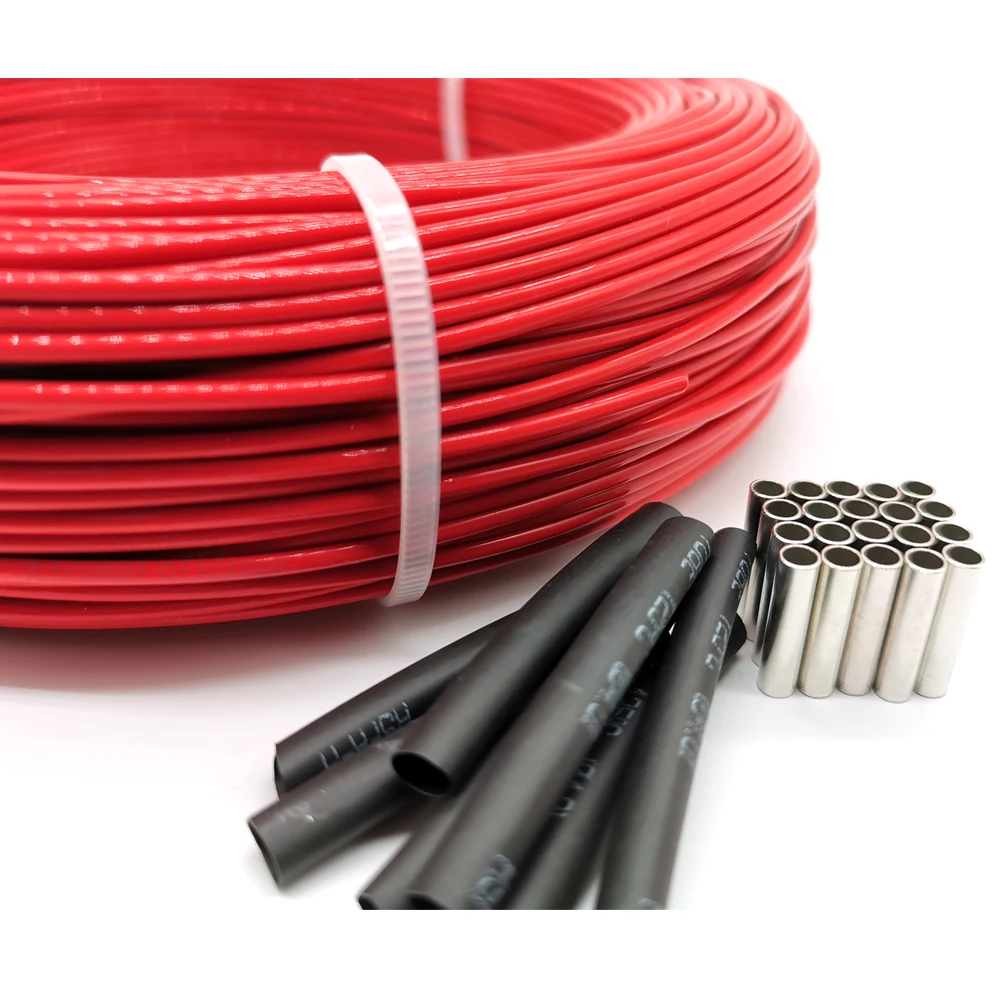 Skup 100 metr 66ohm 6k PTFE ognioodporny przewód grzejny z włókna węglowego przewód grzejny DIY specjalny kabel grzejny do materiałów grzewczych