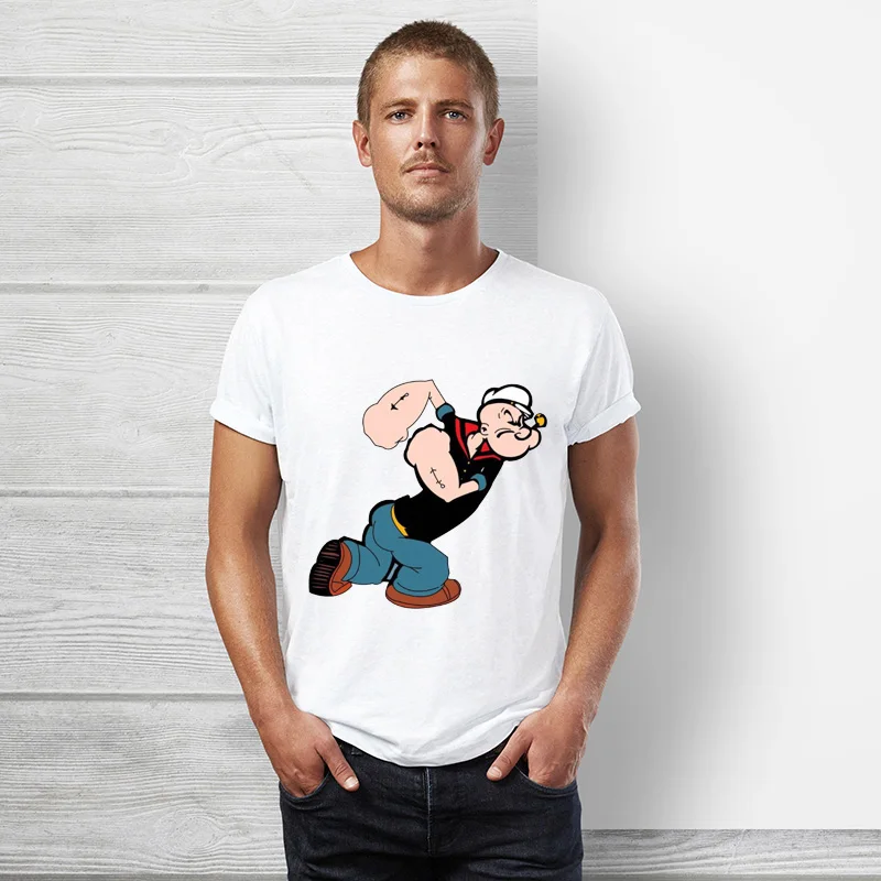 Брендовая одежда True reveler, футболка Popeye, Мужская футболка с коротким рукавом, летняя мультяшная футболка в стиле хип-хоп, забавная футболка из хлопка с моряком
