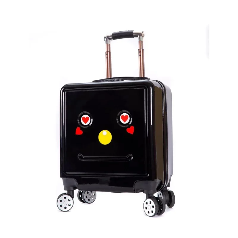 black luggage GALANODEL чемодан 3D Улыбка Дорожная сумка на колесиках Детская сумка на колесиках чемодан для каюты чемодан Спиннер колеса Студенческая сумка - Color: black luggage