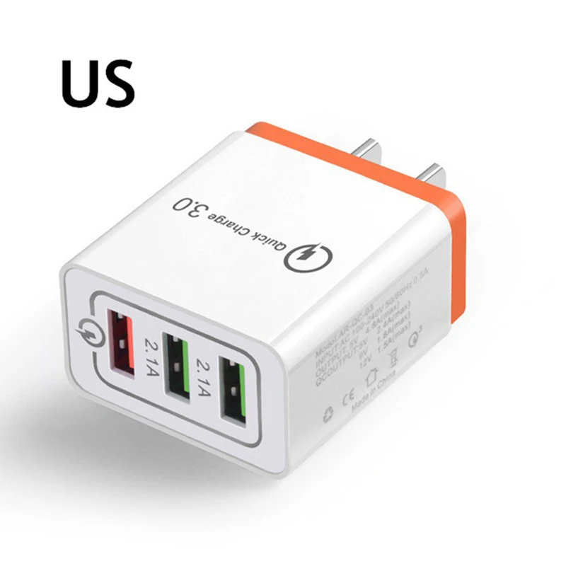 Универсальный 3 Порты и разъёмы USB Зарядное устройство EU/US Быстрая зарядка 3,0 5V 3A быстрый USB Зарядное устройство быстрой зарядки для iphone iPad samsung Xiaomi huawei
