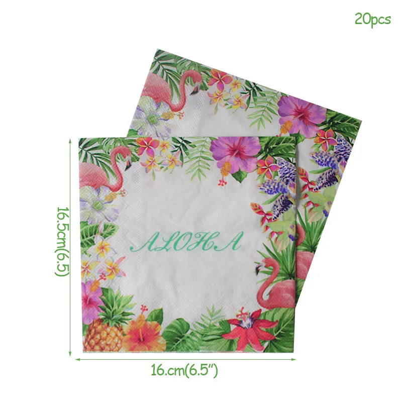 20pcs napkin 1 комплект светодиодный светильник «Фламинго», вечерние одноразовые столовые приборы «Фламинго», для дня рождения, свадьбы, украшения, Гавайские вечерние принадлежности - Цвет: 20pcs napkin