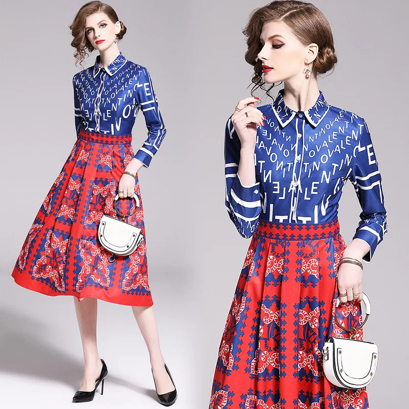 

Ozhouzhan 2019 Spring New Style Europe And America Slim Fit Slimming Versatile Waist Hugging Positioning Printed Splicing Dress