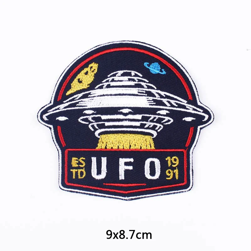 Нашивка С Вышивкой UFO Alien для одежды, крутые наклейки для футболки для мальчиков, декоративная нашивка на спине, термостойкая одежда - Цвет: PE4641CT