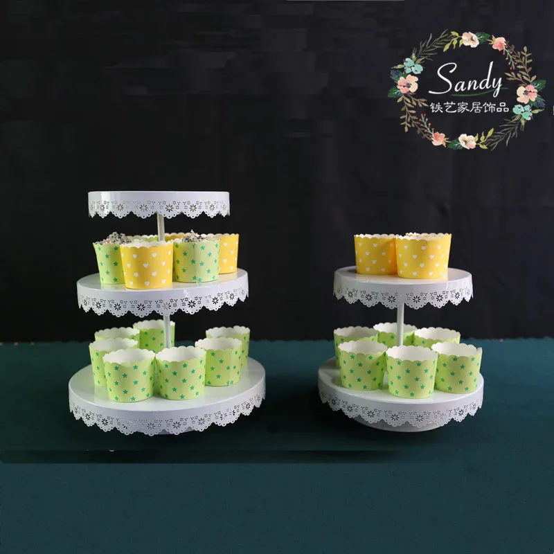 

2/3 Tier White Metal Cake Stands Cupcakes Donuts Fondants Plates for Wedding Party Tableware Home Dinnerware Bakeware Stands