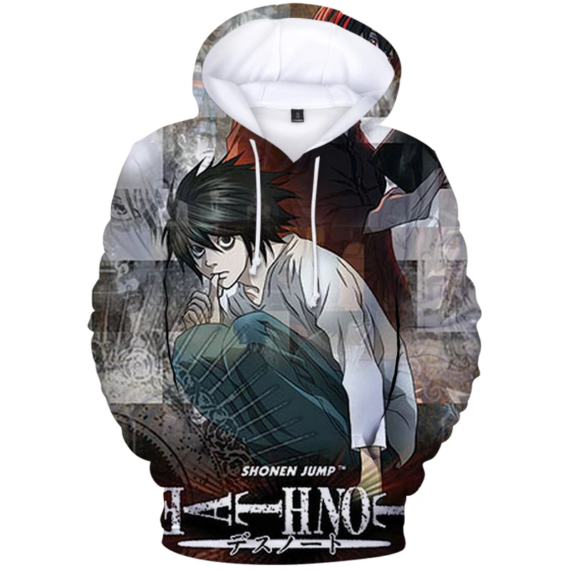 

Newest Fashion Death Note Mens Hoodies Casual Sweatshirts Anime 3D Printed Winter/Autumn Cotton Pocket Hoodies Teens Pullover