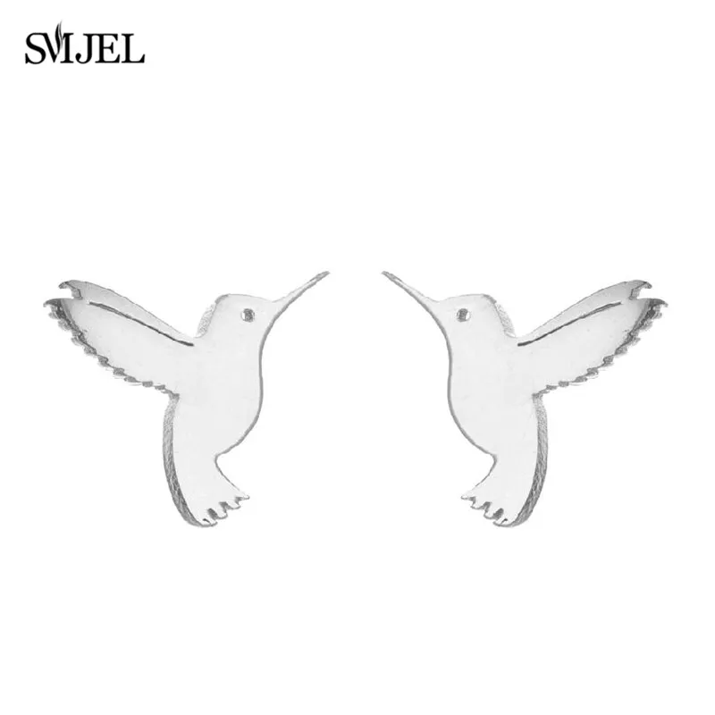 Boucles d'oreilles en acier inoxydable pour femmes, bijoux uniques, petit oiseau volant, pendentif colibri, cadeau de personnalité