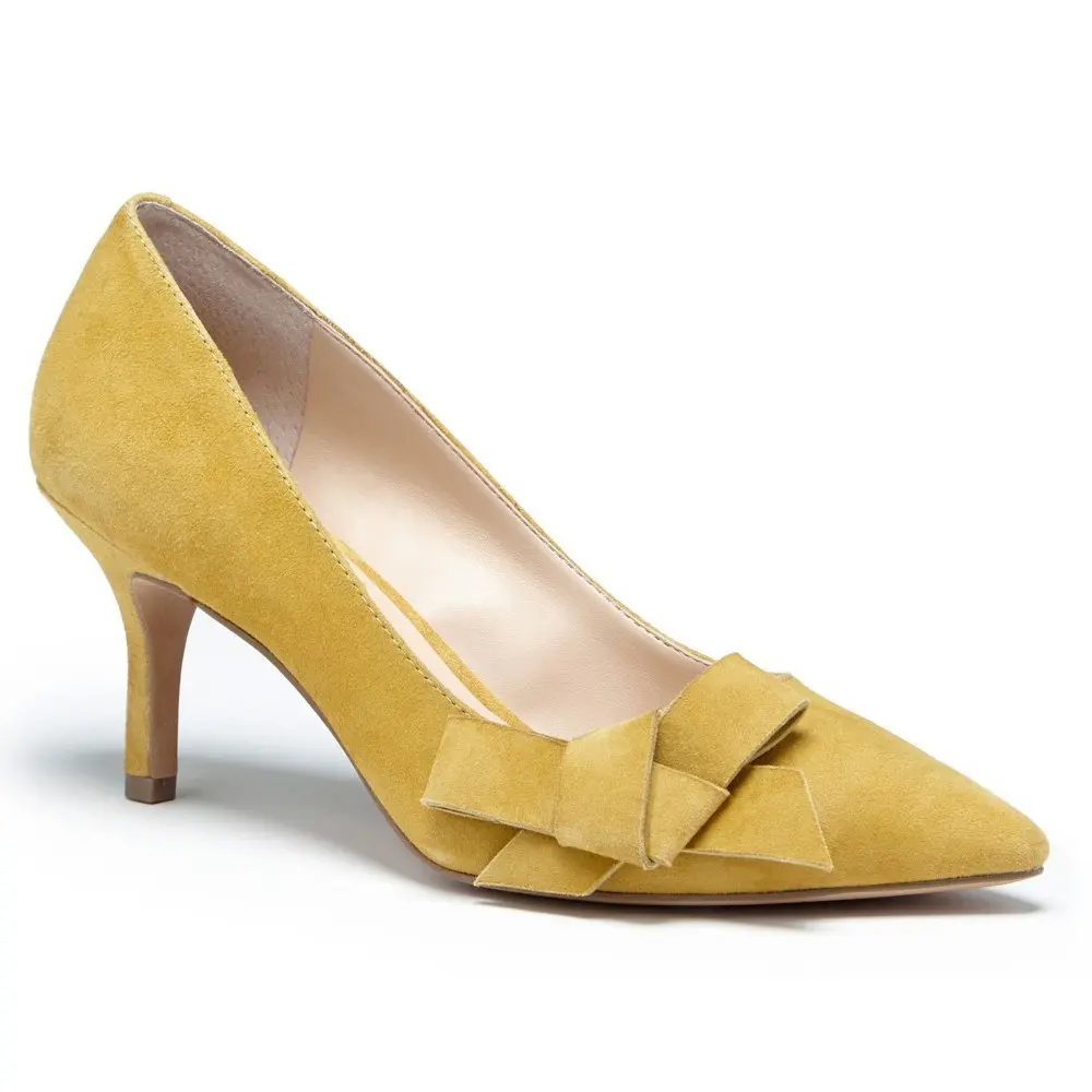 

Lovirs Womens Flock Bowtie Stiletto Mid-Heel Pointy Toe Bowtie Pumps Shoes for Party Dress 6.5cm