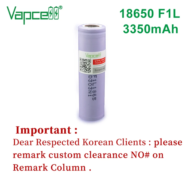 Бесплатная доставка оригинальный аккумулятор Vapcell 18650 3350 мАч F1L плоский/кнопочный
