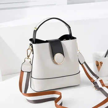 

Litthing Retro Bucket Bags Women Leather Handbag High Capacity Casual Crocodile Shoulder Messenger Bags Ladies PU Purse New