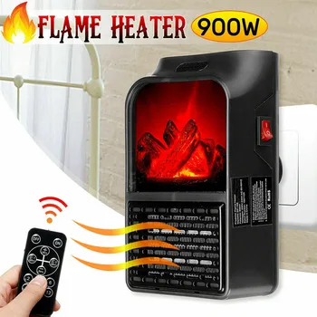 

900W Wall Mount Electric Fireplace Heater Flame Air Warmer with Remote Control PI669