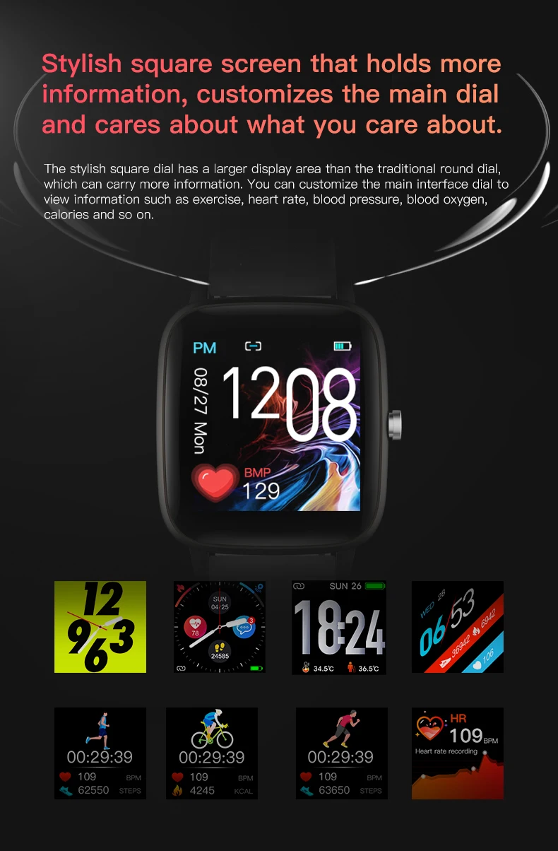 UGUMO T68/T98 Smart Watch Body Temperature Measure Smart Wristband Heart Rate Blood Pressure Oxygen Smartwatch with Steel Belt
