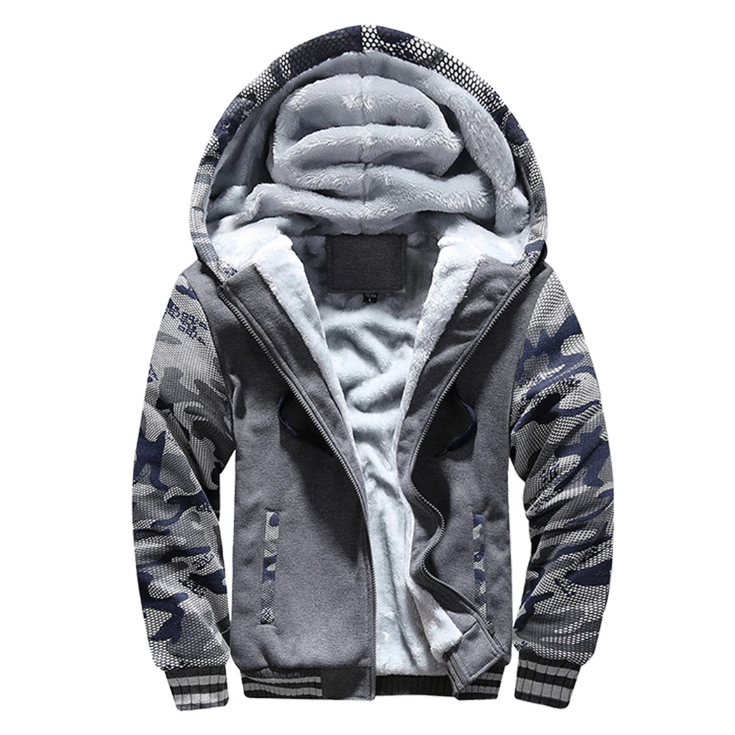 Dark Gray Одноцветная куртка мужская зимняя Толстая Флисовая теплая толстовка с капюшоном на молнии мужской комплект толстовка с капюшоном Брюки Толстовка пальто Черная уличная одежда с капюшоном - Цвет: Dark Gray