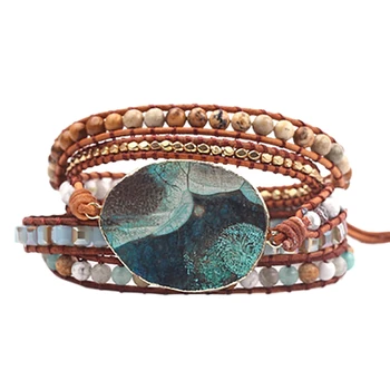 

Women's Wrap Bracelet Leather Multilayer Bracelet Beaded Bohemian Woven Bracelet Handmade Vintage Bracelet
