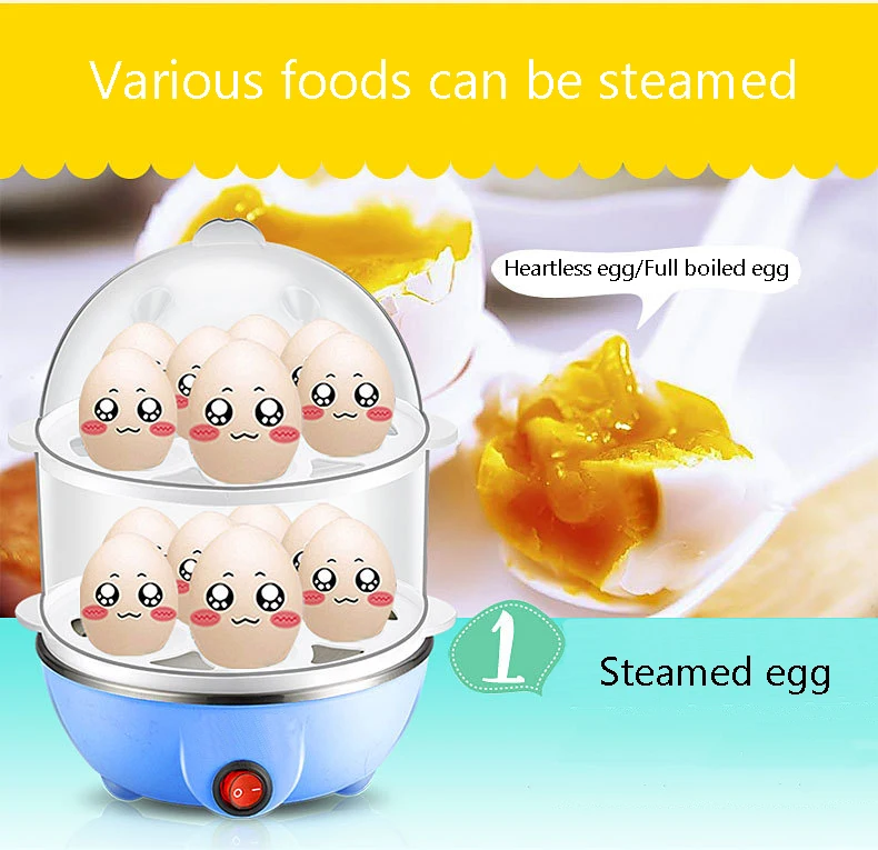 CUKYI многофункциональная электрическая яйцеварка, пароварка, 2 слоя, быстрый нагрев, 14 яиц, емкость, портативные кухонные инструменты для приготовления пищи