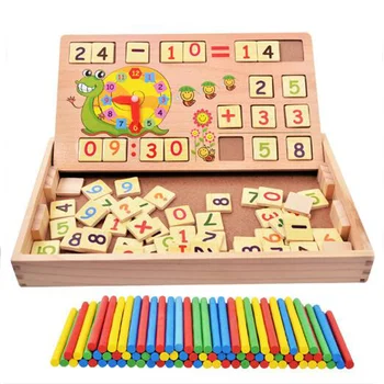 

Wooden Multi-function Counting Stick Clock Digital Operation Box learning Box Children's Early Education Tools Toys