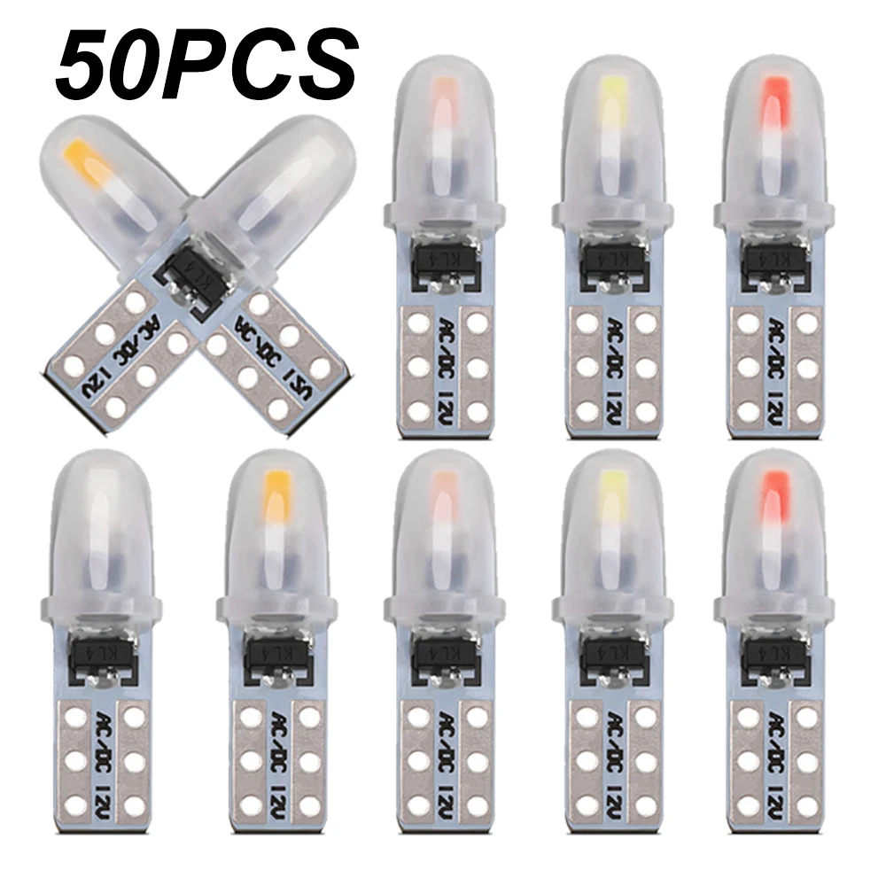 50 шт. T5 W1.2W W3W 74 86 206 супер яркий 2 SMD 3014 Светодиодный лампы автомобиля внутренний