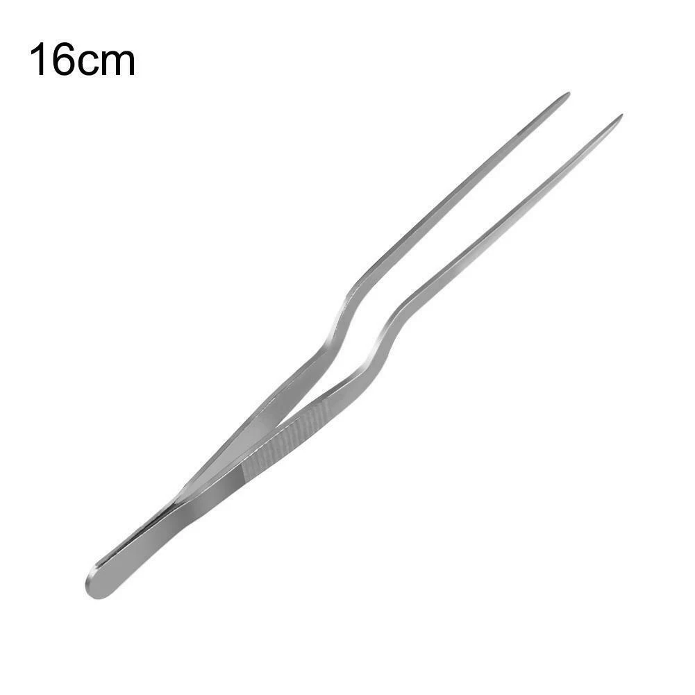 Cooking Kitchen Tool Convex Plating Portable Stainless Steel Small BBQ Clip Barbecue Tongs Wobble Plate Accessories Food Tweezer - Цвет: 16cm