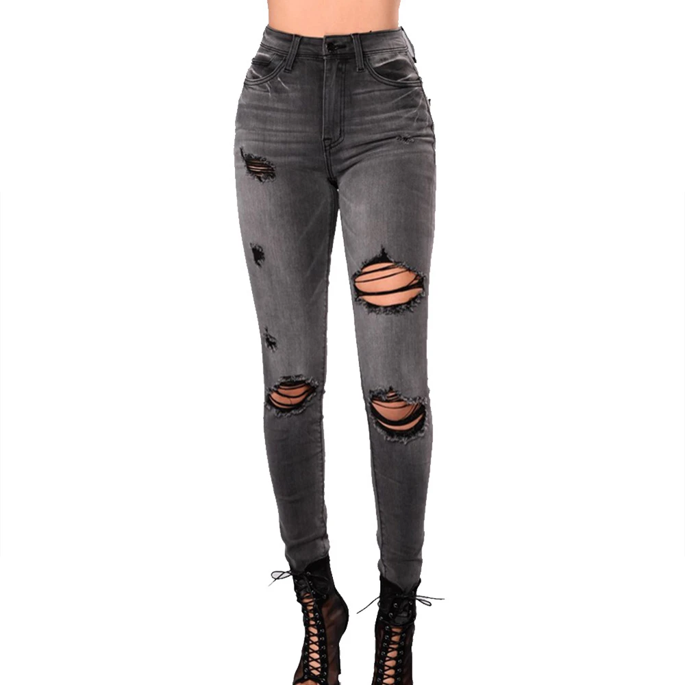 

High Waist Jeans Woman 2019 Plus Size Ripped Big Super Skinny Push Up Pants Denim Black Stretch 4XL Ladies New Streetwear 0126