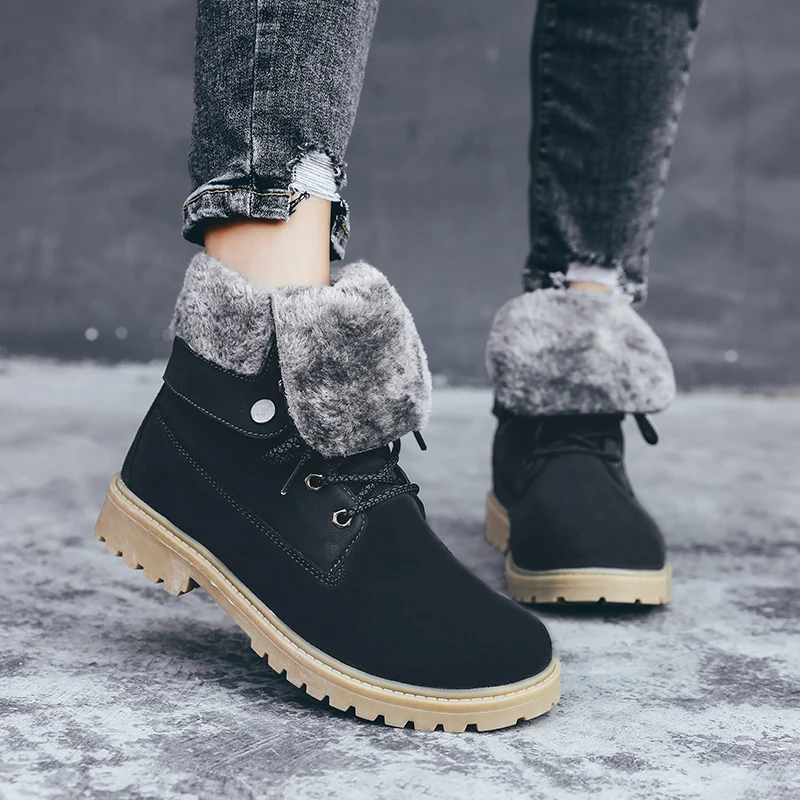 Fujin High Quality Snow Boots Women Fashion Plush Warm Long Fur Booties Platform Waterproof Shoes for Girls Female Winter Boots