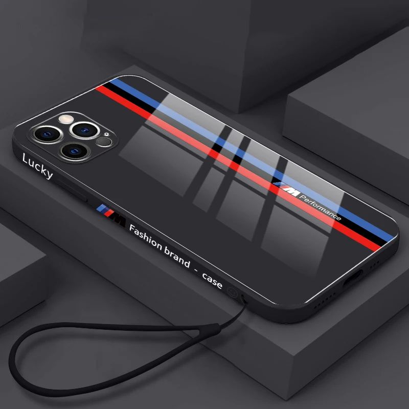 Роскошный модный брендовый чехол для iphone 13 12 11 Pro Max XS XR X 7 8 Plus стеклянный Мягкий