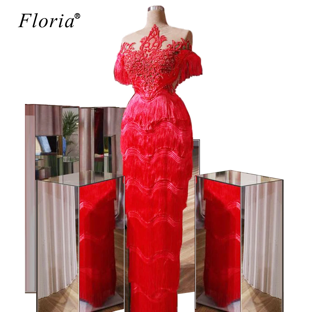 

2020 Plus Size Red Muslim Prom Dresses Mermaid Lace Women Party Gowns Long abiti da cerimonia da sera Evening Gowns Vestidos