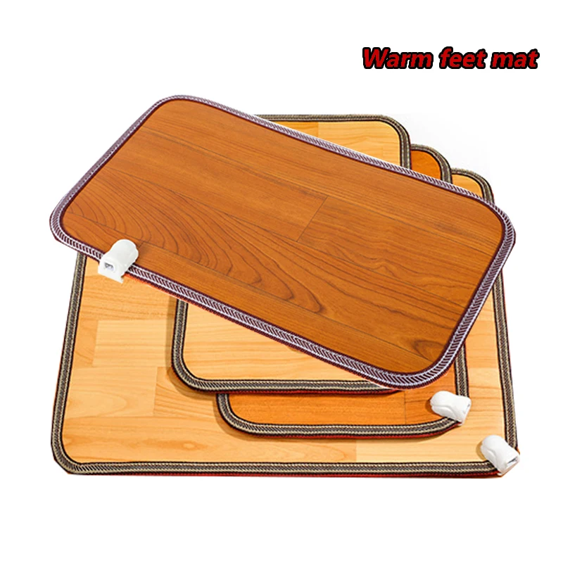 

Winter Heating Foot Mat Electric Heater Pad Warm Feet Thermostat Carpet Wood grain Leather Warmer Rugs For Office Home