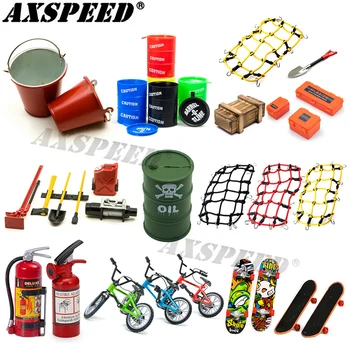 Accessori in Scala 1:10, Strumenti Decorativi Simulati: Pala, Estintore, Fusto d'Olio per Auto RC Crawler TRX4 SCX10 e Modelli Mini