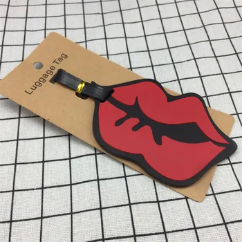 

Funny Lip Lipstick Diamond Women Girls Travel Luggage Name Tag Holder