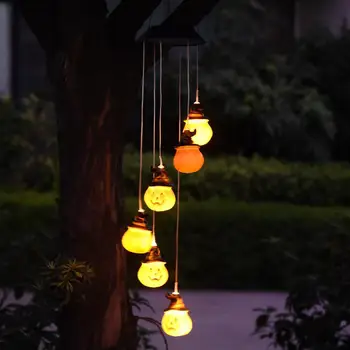 

Halloween Solar Power Wind Chime Pumpkin LED Wind Chime Waterproof Outdoor Hanging Halloween Solar Light for Yard Garden