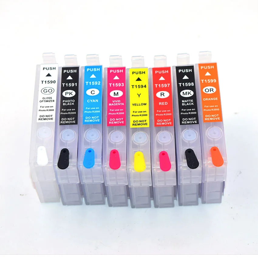T1590-t1599 For Epson Stylus R2000 Refill Ink Cartridge With Auto Reset  Chip 8 Color For Epson T1590 - Ink Cartridges - AliExpress