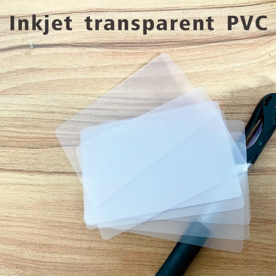 Tarjeta de Identificación de membresía para impresoras Epson o Canon, papel de inyección de tinta transparente, impresión en blanco, Pvc, 86x54x0,76mm, 50 Uds.