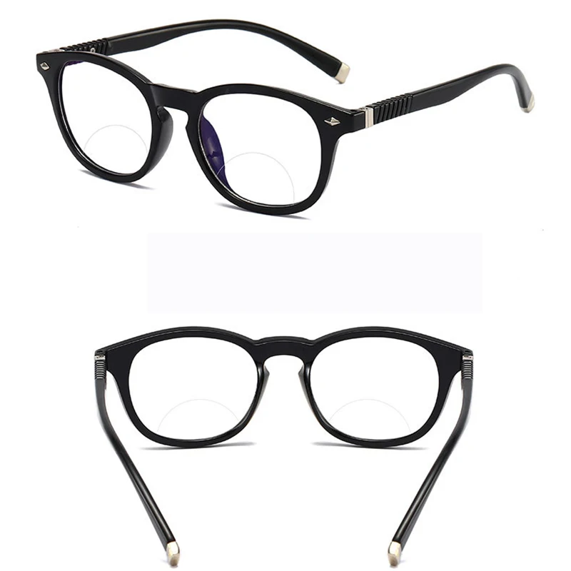 Reading Glasses Bifocal Reader Plastic Retro Round Style for Men and Women+1.0+1.5+2.0