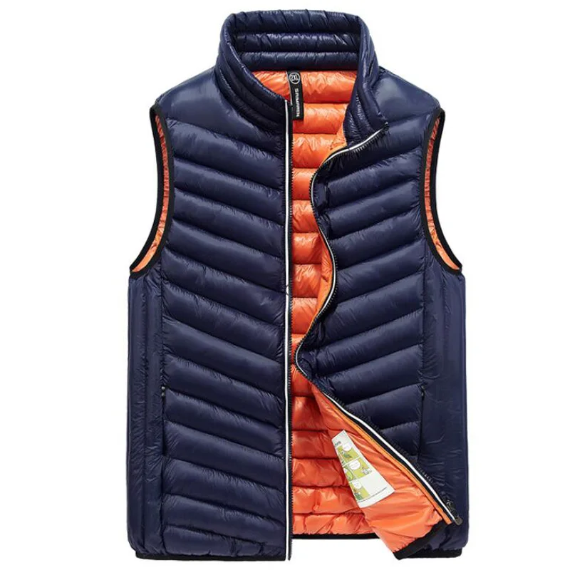 JOB66027 blue Модный теплый мужской жилет, приталенная куртка без рукавов, Chalecos Para Hombre, мужской повседневный осенне-зимний плотный жилет со стоячим воротником - Цвет: JOB66027 blue