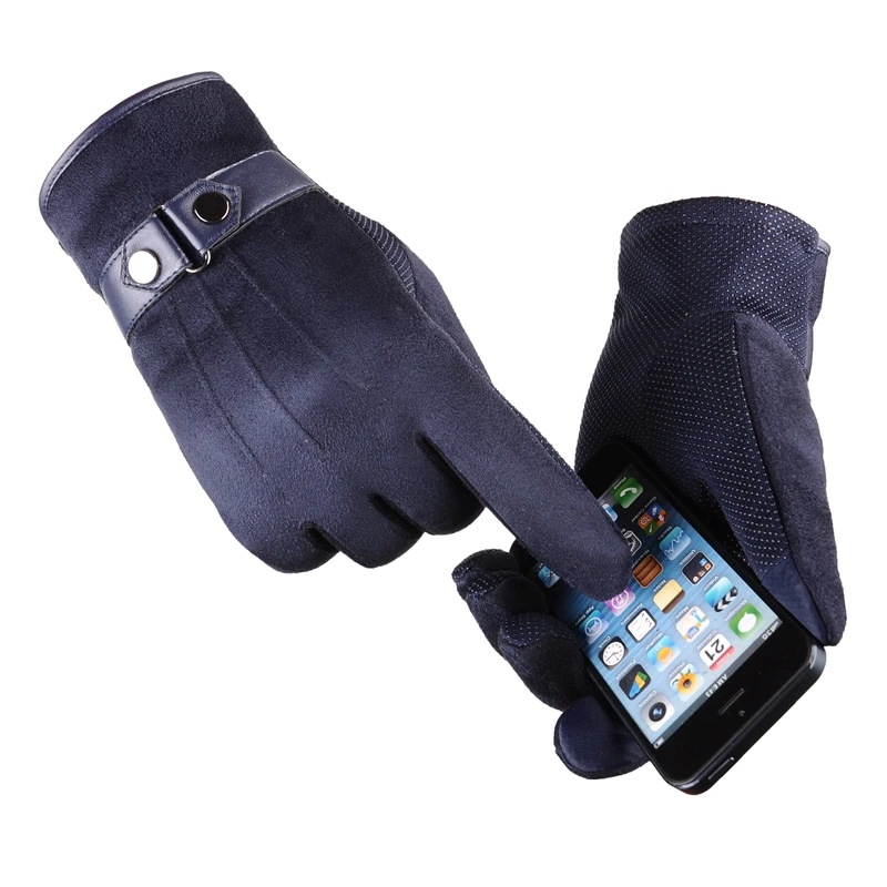 Мужские женские водонепроницаемые перчатки для вождения, перчатки для сенсорного экрана, теплые перчатки для сенсорного экрана - Цвет: Синий