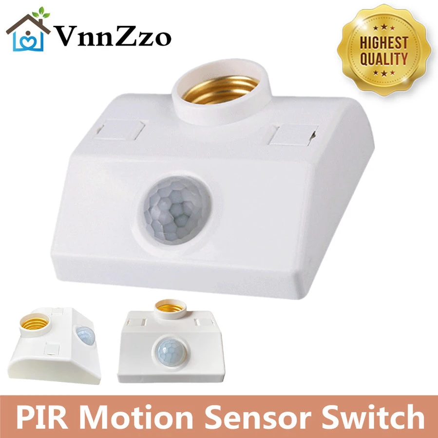 Vnnzzo Human Body Sensor Lamp Holder Led 220v 110v E27 Interface Pir