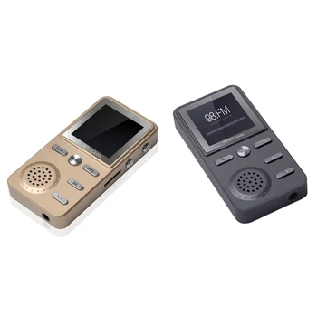 

2 Set 8GB MP3 Player Metal Lossless HIFI MP3 Sport Music Player FM Clock Recorder Loudly Stereo Players-Gold & Black