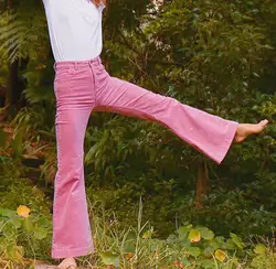 2019 осенние вельветовые брюки с высокой талией для девочек, длинные брюки с высокой талией, однотонные женские брюки цвета хаки, синего