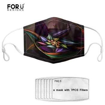 

FORUDESIGNS Floral Style Women/Kids/Girls Mouth Mask Reusable Dustproof Mask with 7 Filters Flower Pattern Germ Protection Mask