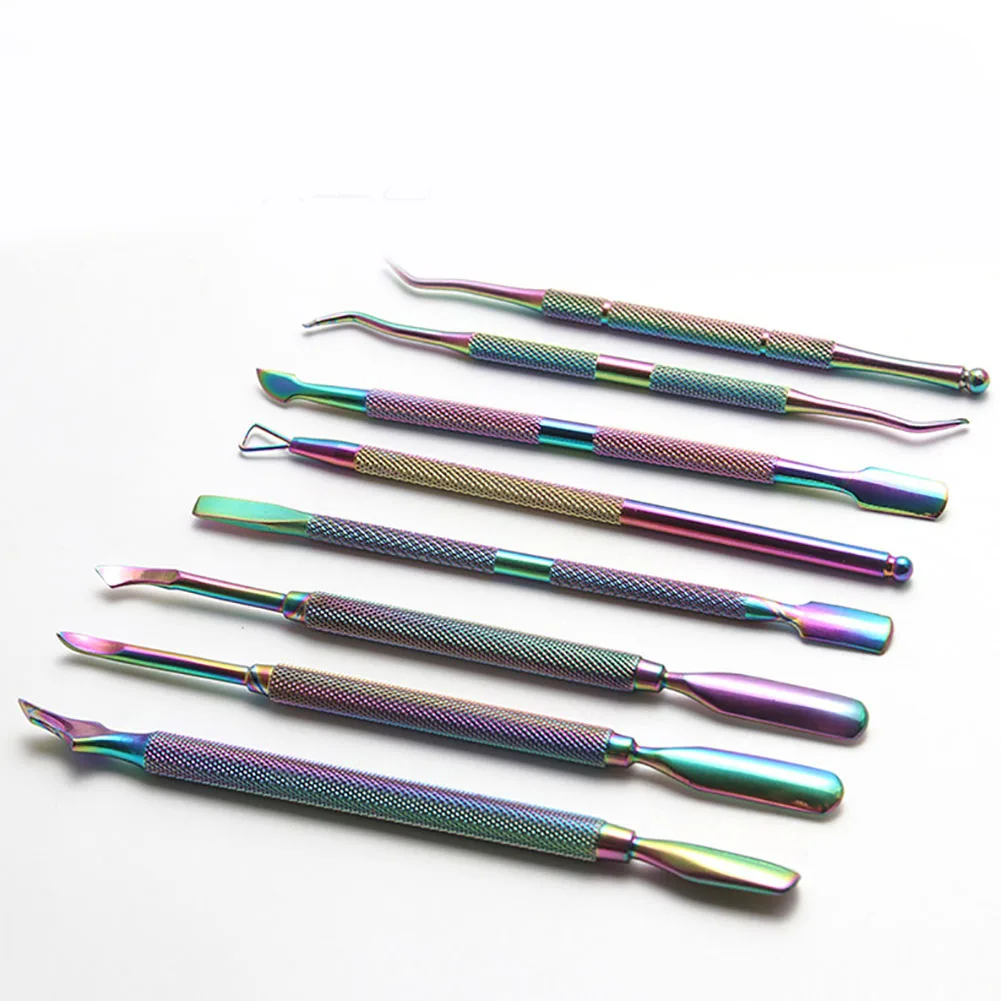 Dead Skin Remover Scissor Plier Stainless Steel Tool Trimmer Professional Rainbow Nail Care Cutter Home Salon Cuticle Pusher Set